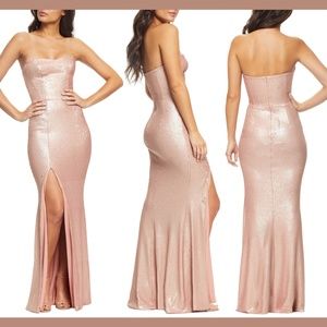NEW $286 Dress the Population Ellen Sequin Gown in Rose Gold [SZ Medium ]‎
